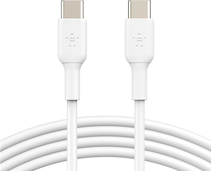 Кабель USB-C - USB-C заряджання/синхронізації Belkin 1м, 60Вт, Type-C, PVC, білий (CAB003BT1MWH)