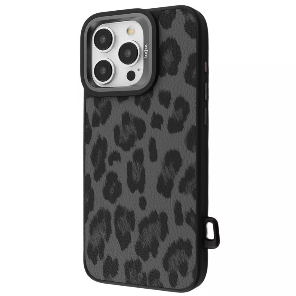 Чохол Kajsa Leopard Pattern with Magnetic Ring iPhone 16 Pro (чорний)