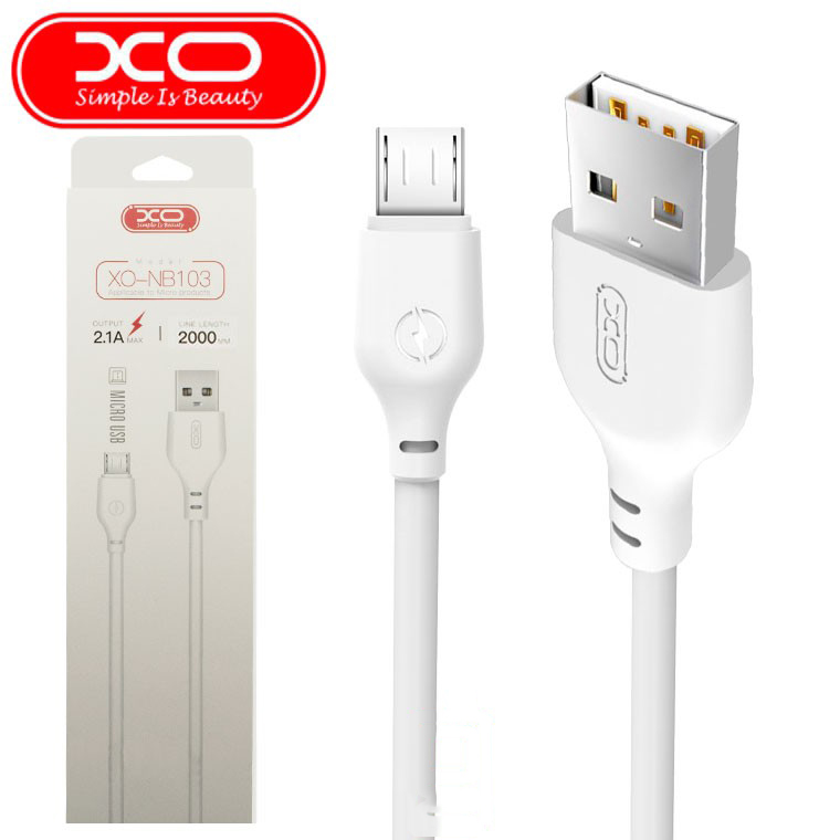 Кабель XO MicroUSB NB103 2.1A/1m White