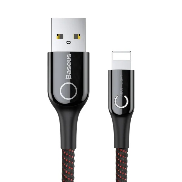 Кабель Baseus C-shaped Light Intelligent Power-off Lightning 2.4A 1m Чорний