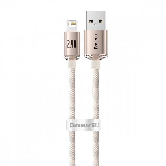 Кабель Baseus Crystal Shine Series Lightning 2.4A (1.2m) (рожевий)