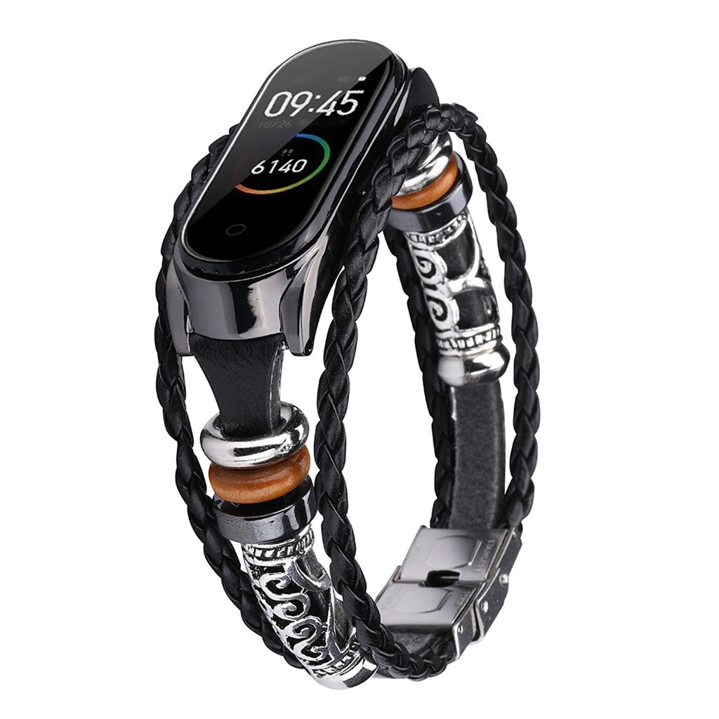 Ремінець Jewellery Band для Mi Band 5/6 - (Помараньчовий/Чорний)