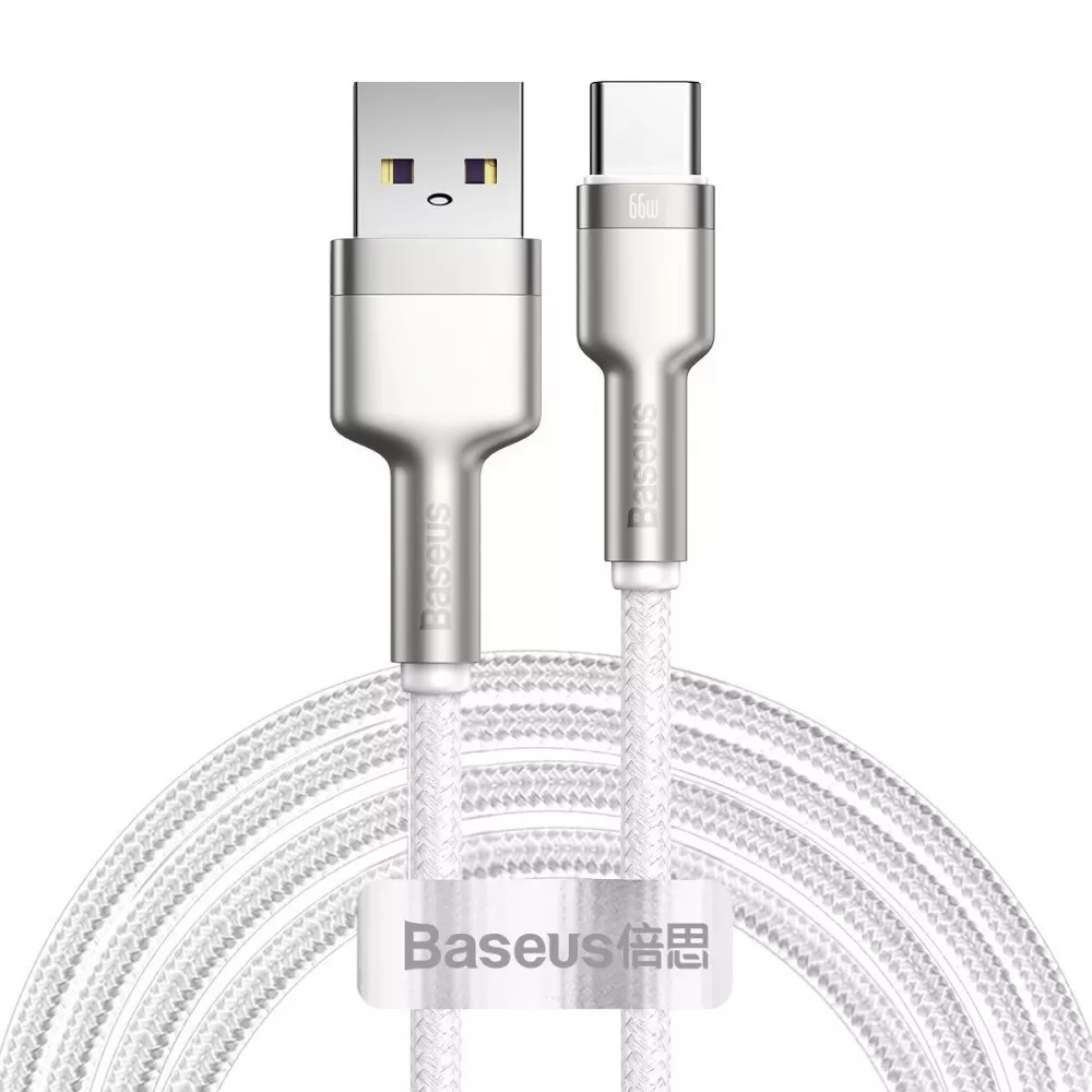 Кабель Baseus Cafule Metal Data Type-C 66W (2m) (білий)