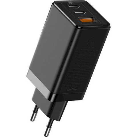 МЗП Baseus GaN2 Quick Charger 65W (2 Type-C + 1 USB) (чорний)