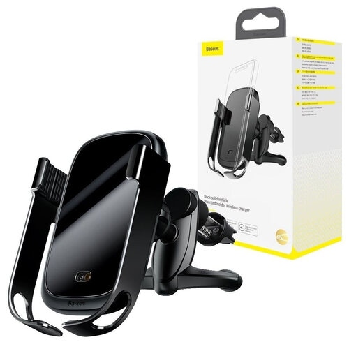 Тримач в машину з БЗП Wireless Charger Baseus Rock-Solid Electric Holder (чорний)