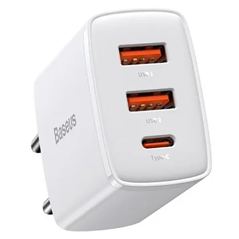 МЗП Baseus Compact Quick Charger 30W QC+ PD (1Type-C + 2USB) Білий