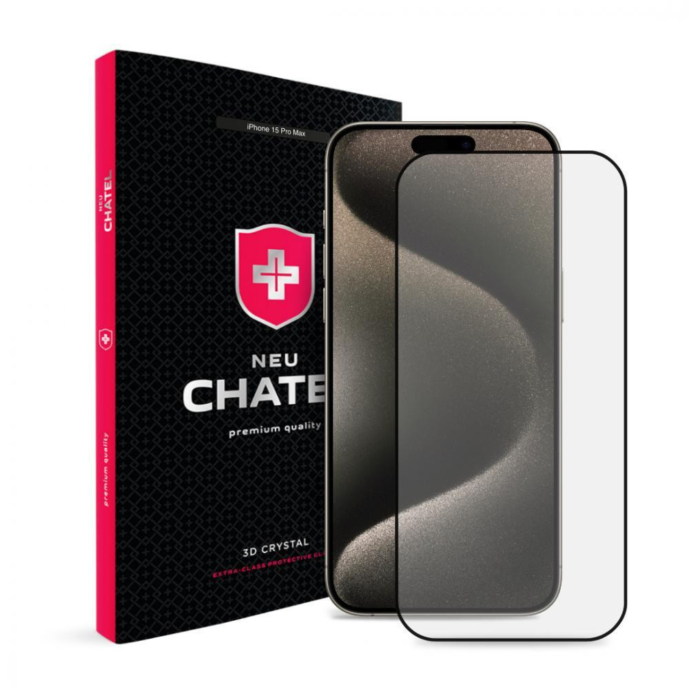 Скло +NEU Chatel Corning Gorilla Glass with Mesh for iPhone 15 Pro Front Black