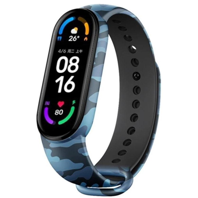 Силіконовий ремінець для Xiaomi Mi Band 5/6 - Camouflage Black/Blue