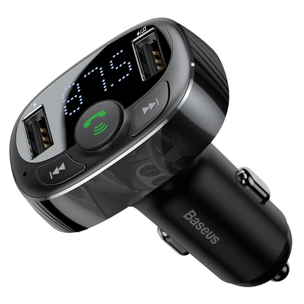 FM трансмітер Baseus T typed S-09A 2.4A/2 USB (CCTM-01) Black