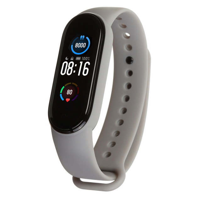 Силіконовий ремінець для Xiaomi Mi Band 7/6/5 (Сірий / Light Grey)