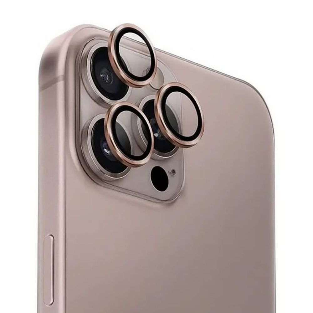 Лінза на камеру +NEU Chatel Metal Frame Lens Protector Glass for iPhone 16 Pro/16 Pro Max Gold