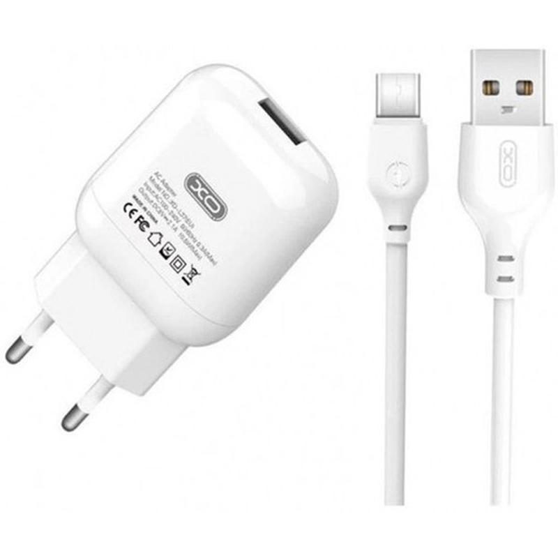 МЗП XO L37 2.1A/1USB + microUSB White
