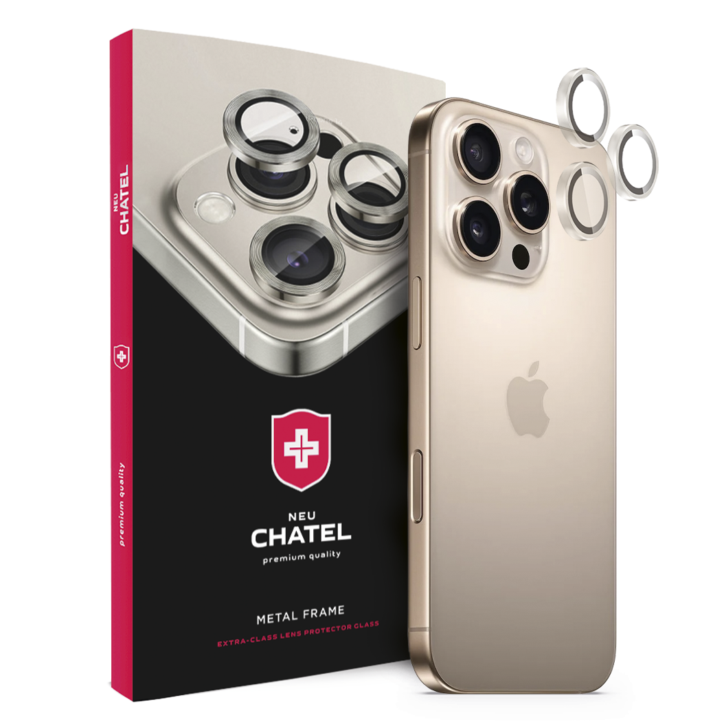 Лінза на камеру +NEU Chatel Metal Frame Lens Protector Glass for iPhone 17 Pro/17 Pro Max Transparen
