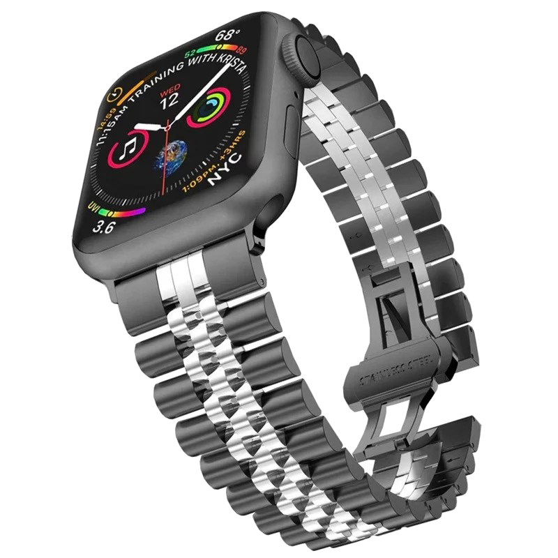 Ремінець металевий two-color 1 link 5 lines Metal Apple Watch 42/44/45mm (black-silver)