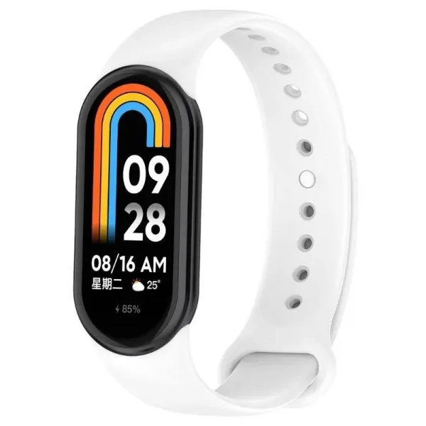 Ремінець Silicone Xiaomi Mi Band 8 (срібний/білий)
