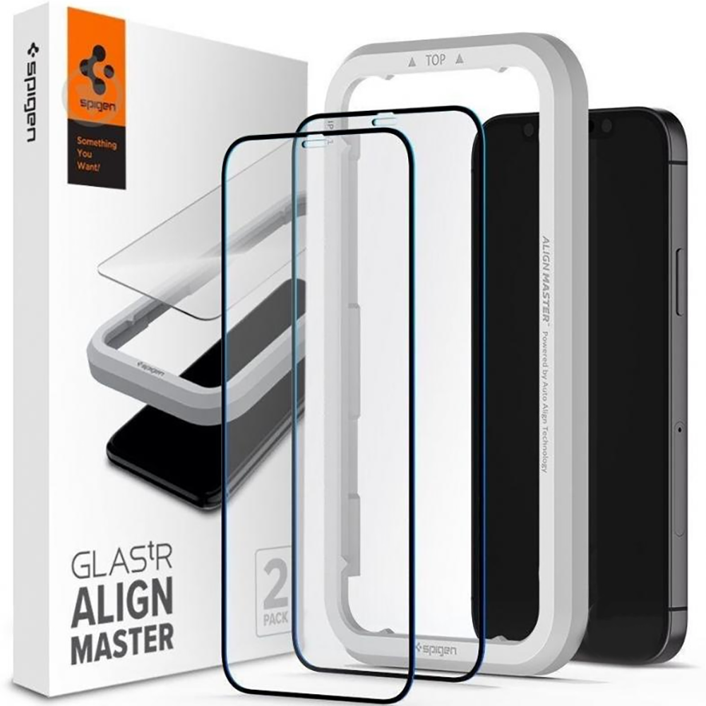 Захисне скло Spigen для Apple iPhone 12 mini Glas tR ALM FC (2Pack), Black/Clear