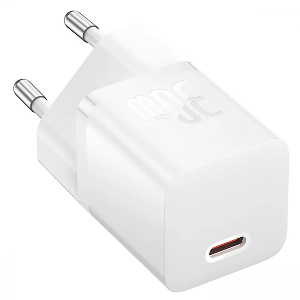МЗП Baseus GaN5 Mini Fast Charger Type-C 30W (With Cable Type-C to Type-C 100W 1m) (білий)