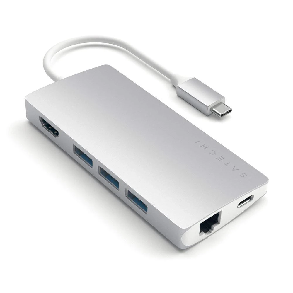 Хаб Satechi Aluminum Type-C Multi-Port Adapter 4K with Ethernet V2 Silver (ST-TCMA2S)
