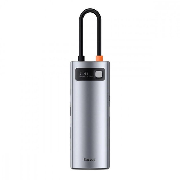 USB-Хаб Baseus Metal Glem Series 7-in-1 (2xUSB3.0 + 4KHD + Type-C + Type CPD + TF +SD) (сірий)