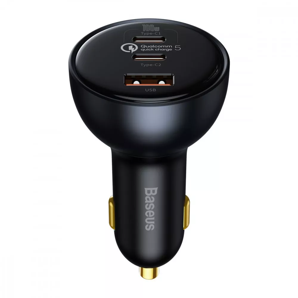 АЗП Baseus Qualcomm Multi-Port Fast Charge 160W (2xType-C + USB) + Кабель Type-C + Type-C 100W (сірий)
