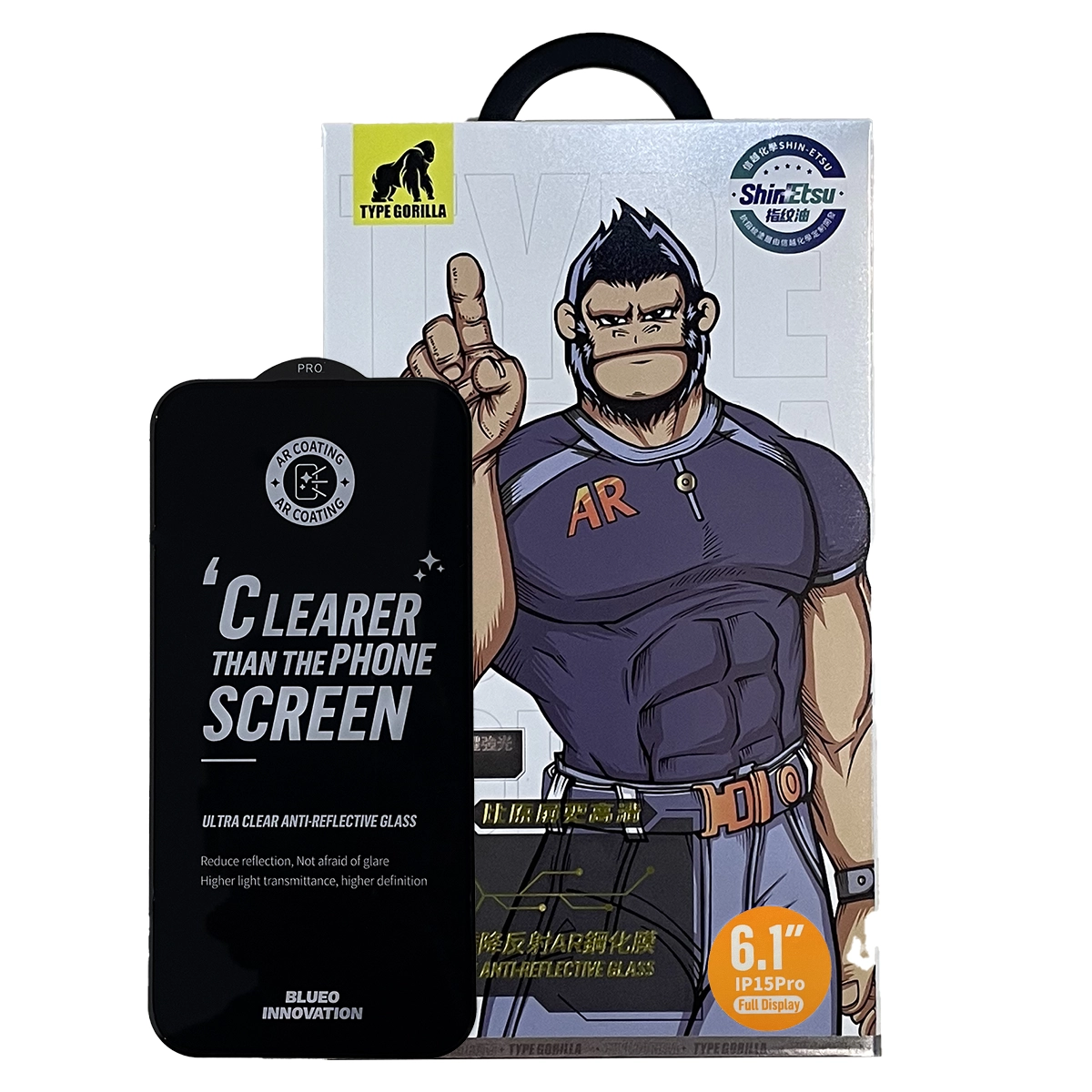 Захисне скло Type Gorilla Ultra Clear AR Anti-Reflective HD Glass для iPhone 15 Pro Black