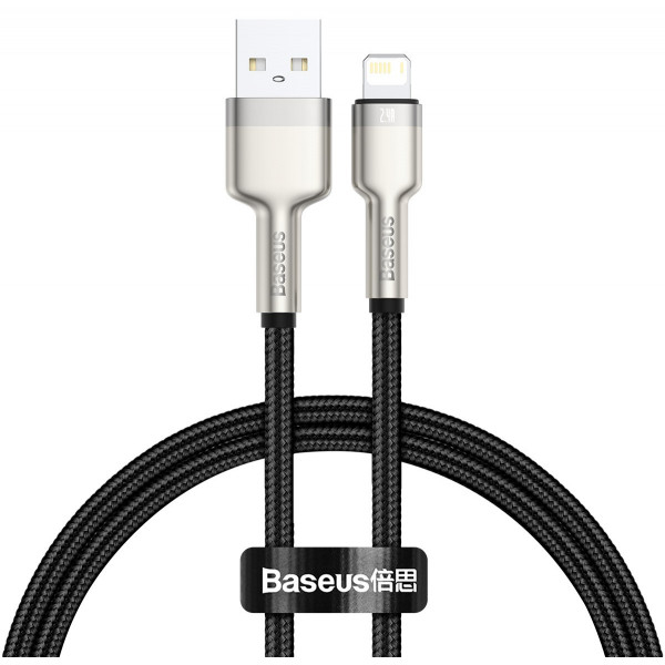 Кабель Baseus Cafule Metal Lightning 2.4A 0,25m Чорний