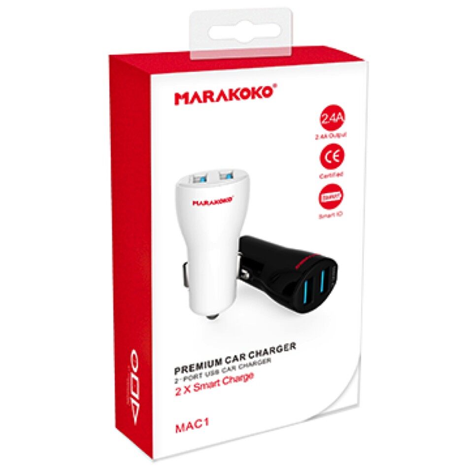 АЗП Marakoko12W Dual Port Car Charger Black