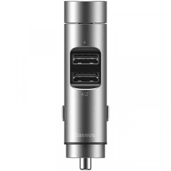 АЗП Baseus Energy Column Car Wireless MP3 charger 2USB, 3.1A - Metal Gray