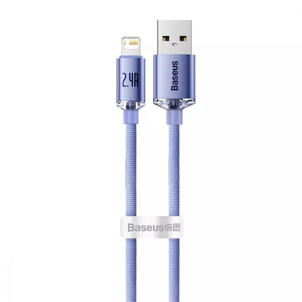 Кабель Baseus Crystal Shine Series Lightning 2.4A 1.2m Фіолетовий