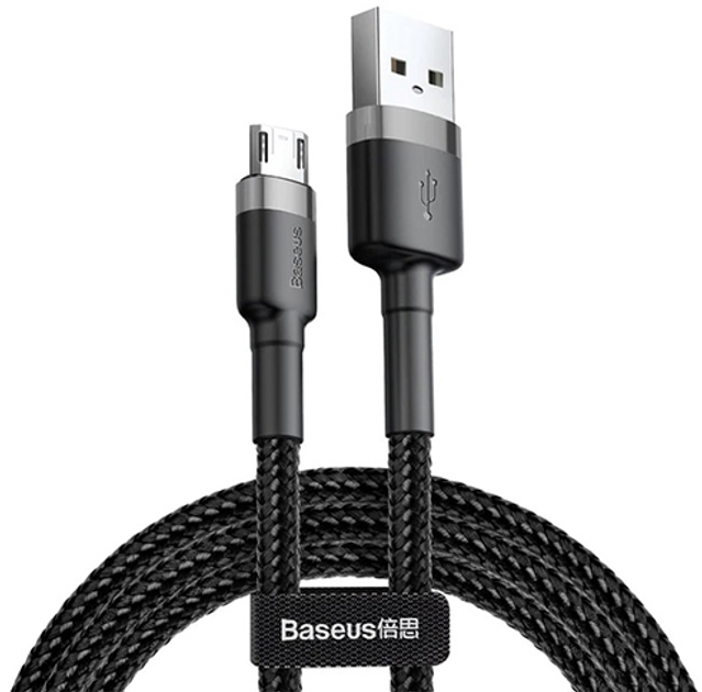 Кабель Baseus Cafule Micro USB 2.4A (0.5m) (сірий/чорний)